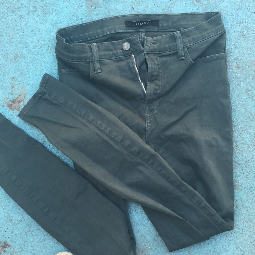 High waisted green jeans